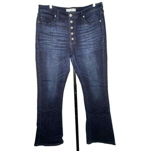 KanCan Womens High-Rise Exposed‎ Button Fly Bootcut Dark Wash Size 13/30 Petite